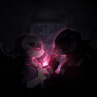 Sharing a flame illustration